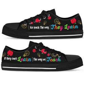 Sped Teacher Apple Puzzle Teach Learn Low Top Shoes, Teacher Shoes, Low Top Sneakers