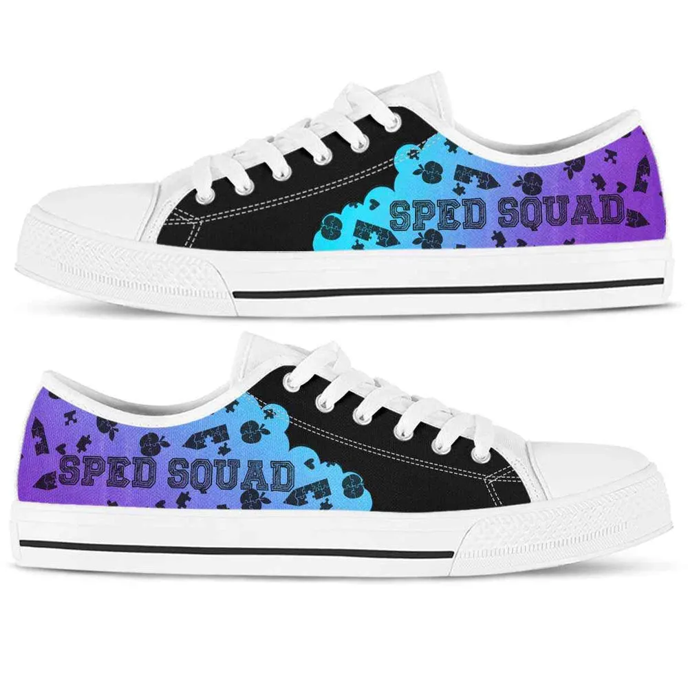 Sped Teacher Gradient Cloud Sped Squad Low Top Shoes, Teacher Shoes, Low Top Sneakers