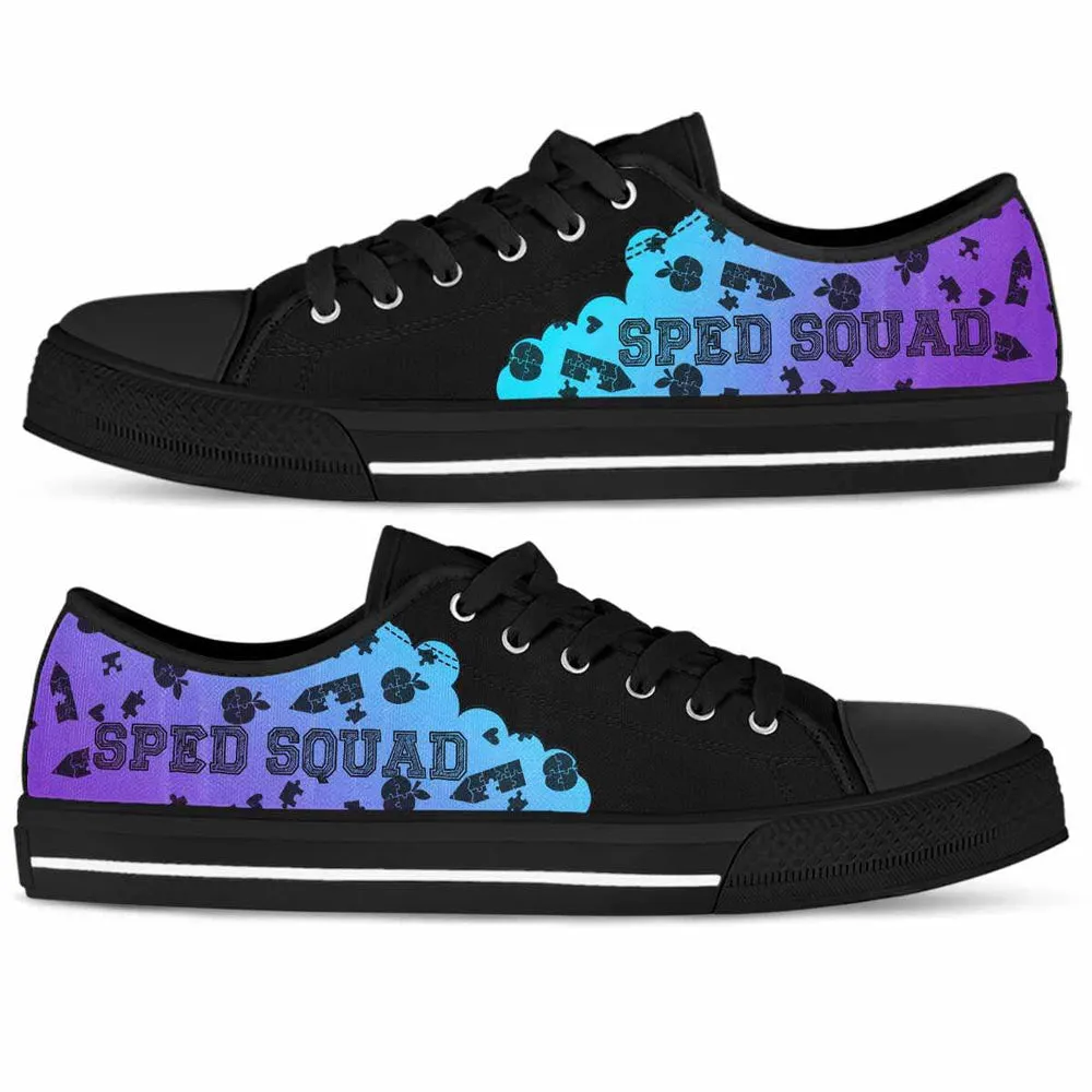 Sped Teacher Gradient Cloud Sped Squad Low Top Shoes, Teacher Shoes, Low Top Sneakers