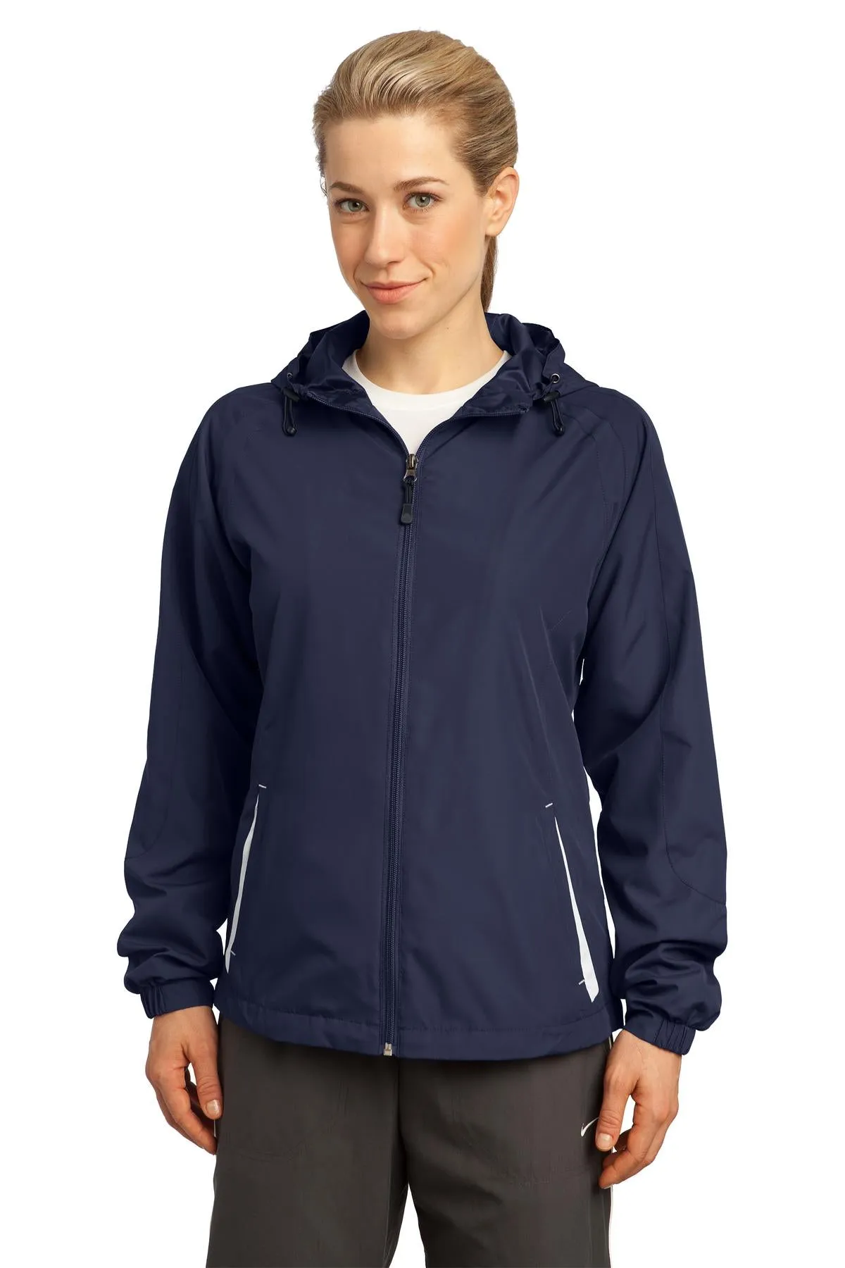 Sport-Tek® Ladies Colorblock Hooded Raglan Jacket. LST76