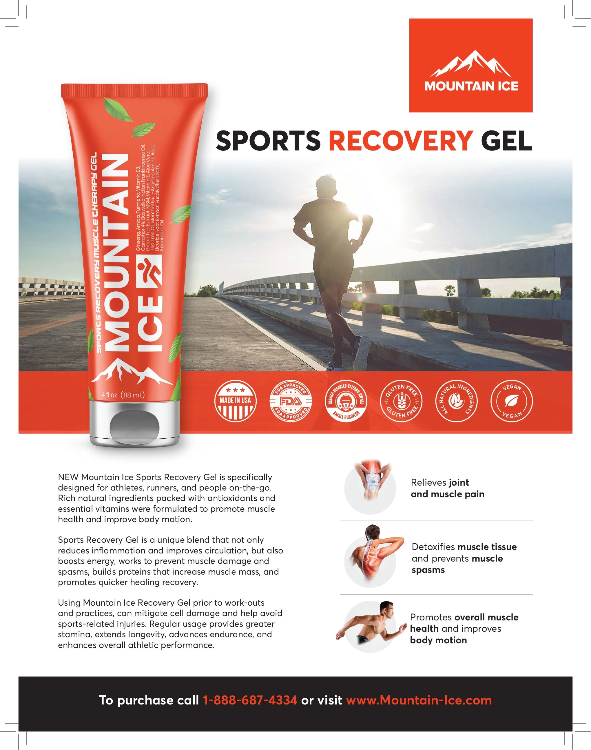 Sports Recovery Muscle, Tendon & Ligament Pain Relief Gel Made with Natural Ingredients