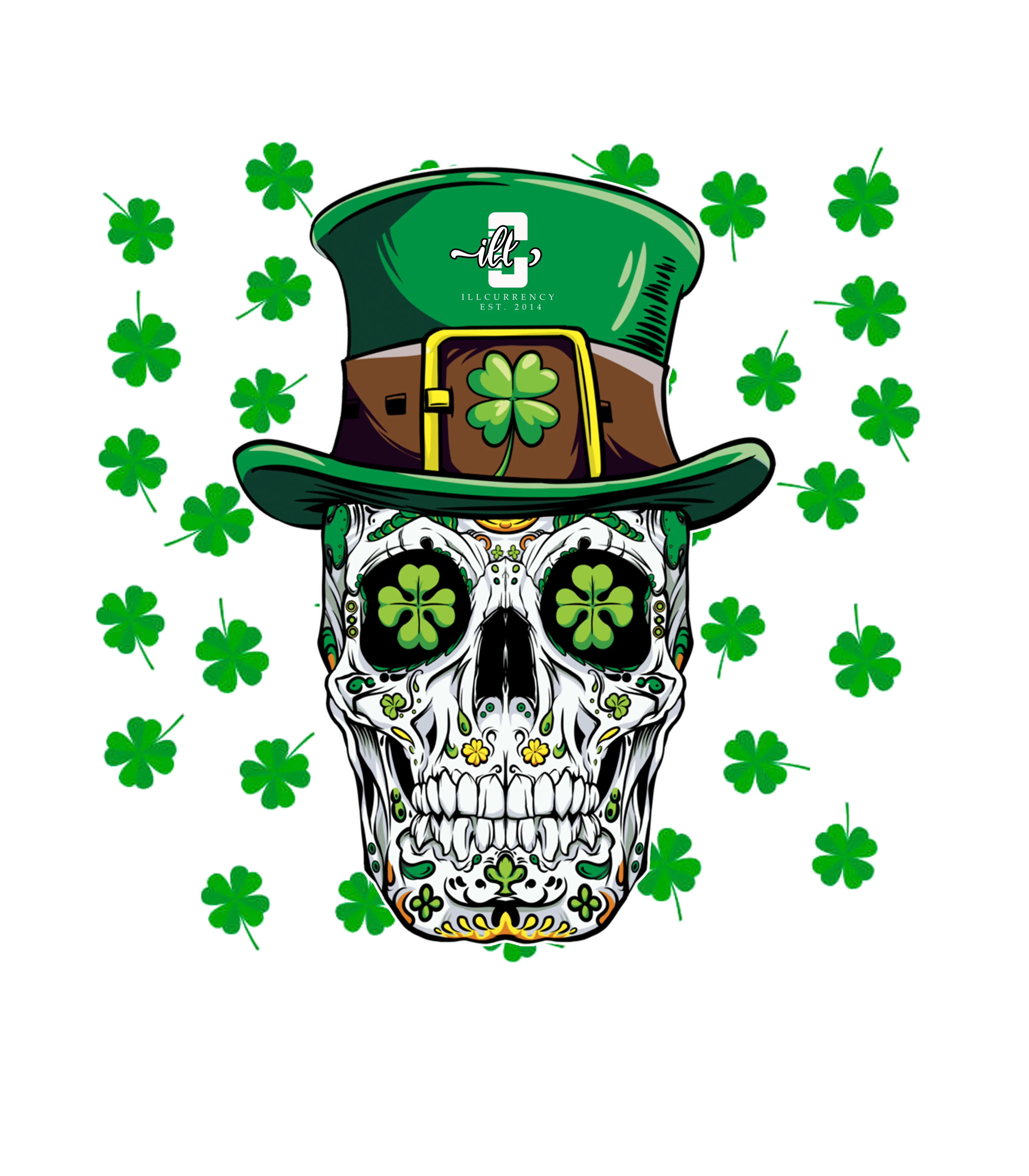 St. Pattys Collection Pine Green T-Shirt (St pattys cool skeleton)