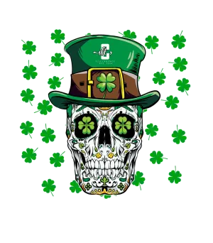 St. Pattys Collection Pine Green T-Shirt (St pattys cool skeleton)