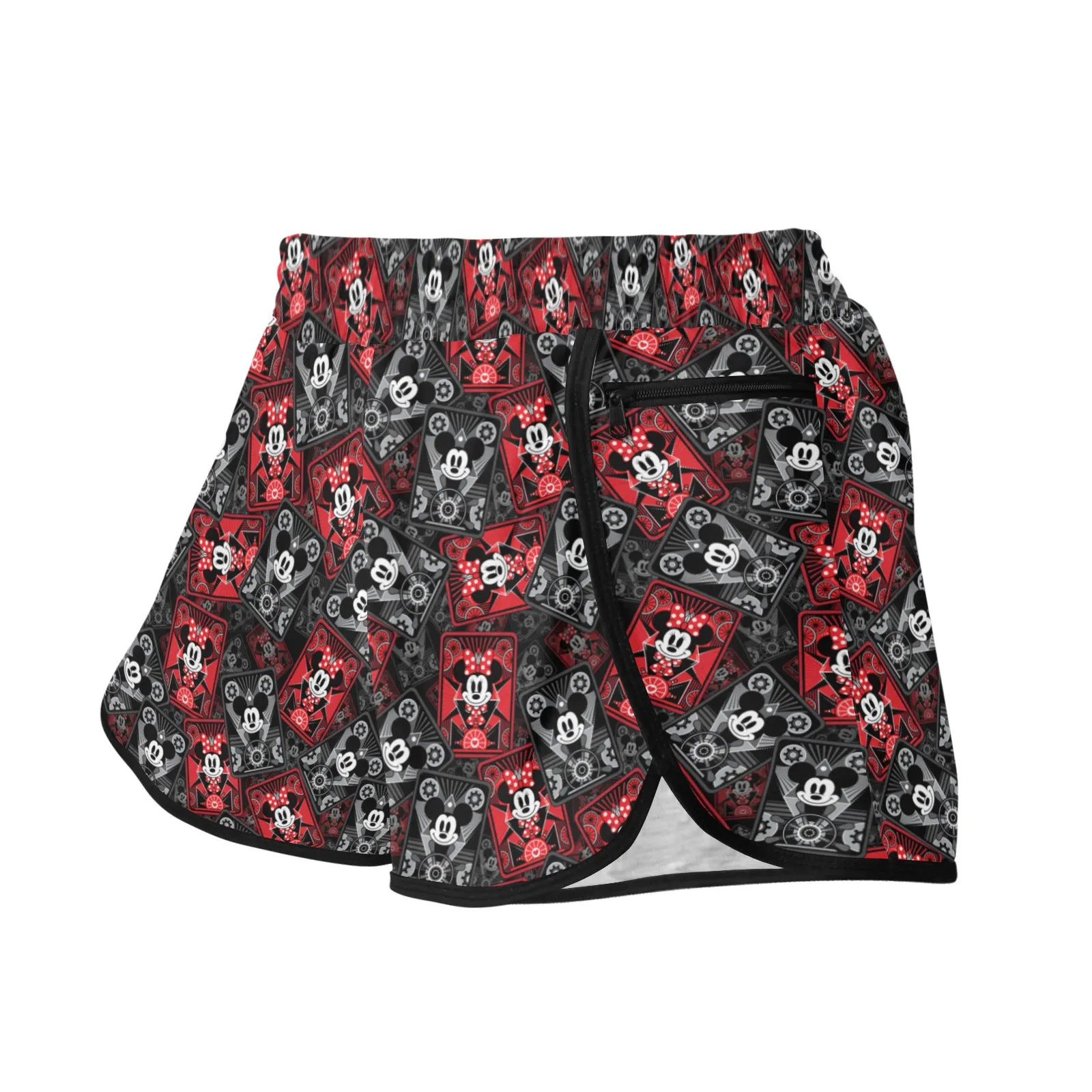 Steamboat Mickey And Minnie Cards Women's Athletic Sports Shorts