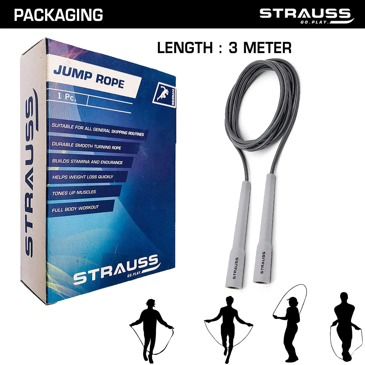 Strauss Skipping Rope, (Grey)