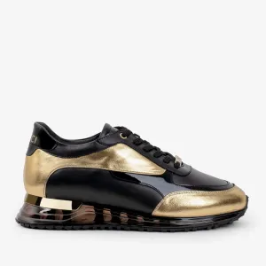 The Arda Black & Gold Leather Men Sneaker