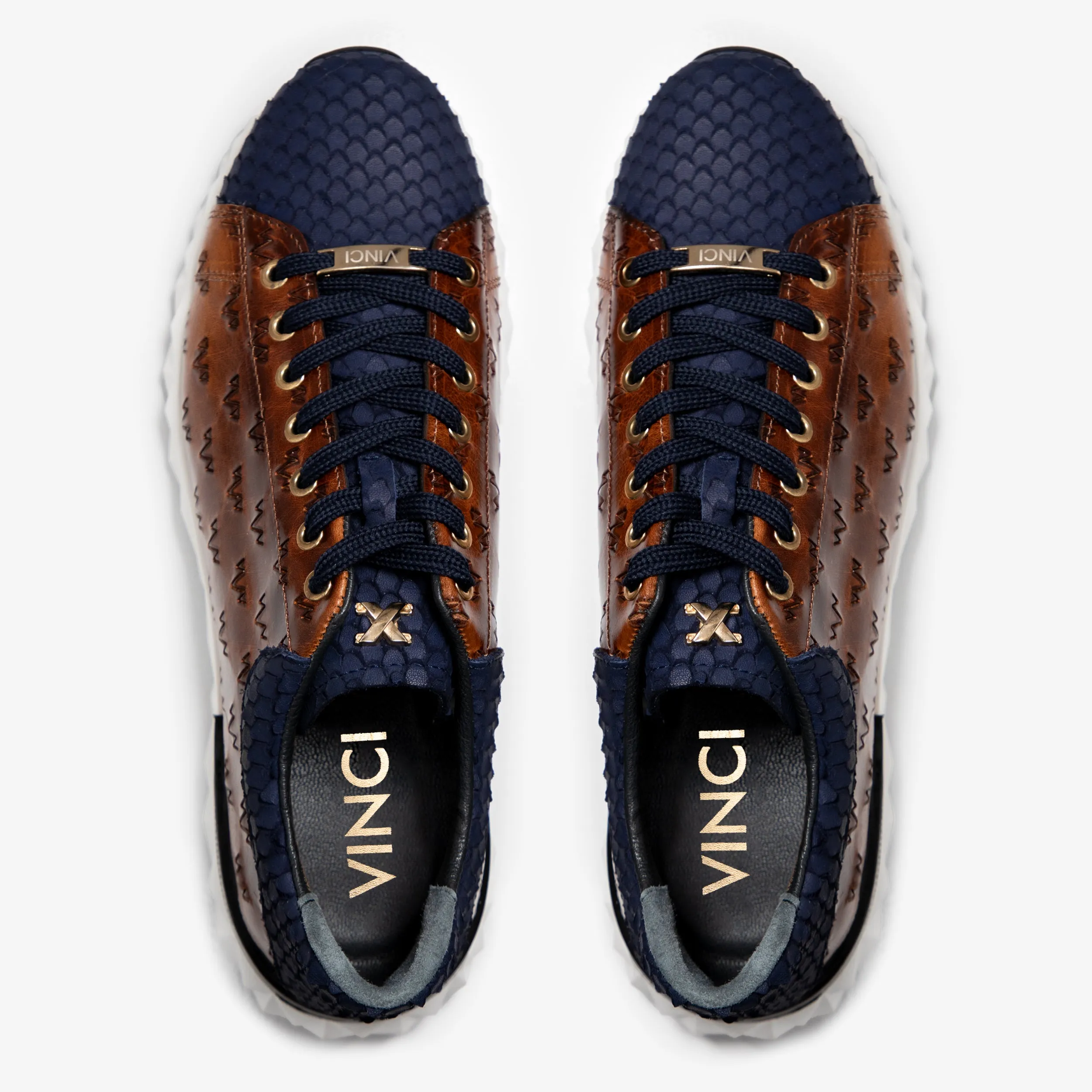 The Caesars Navy & Tan Leather Men Sneaker