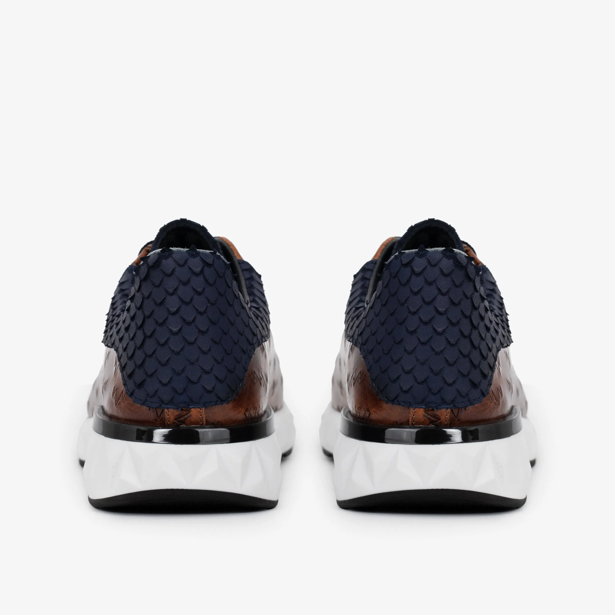 The Caesars Navy & Tan Leather Men Sneaker