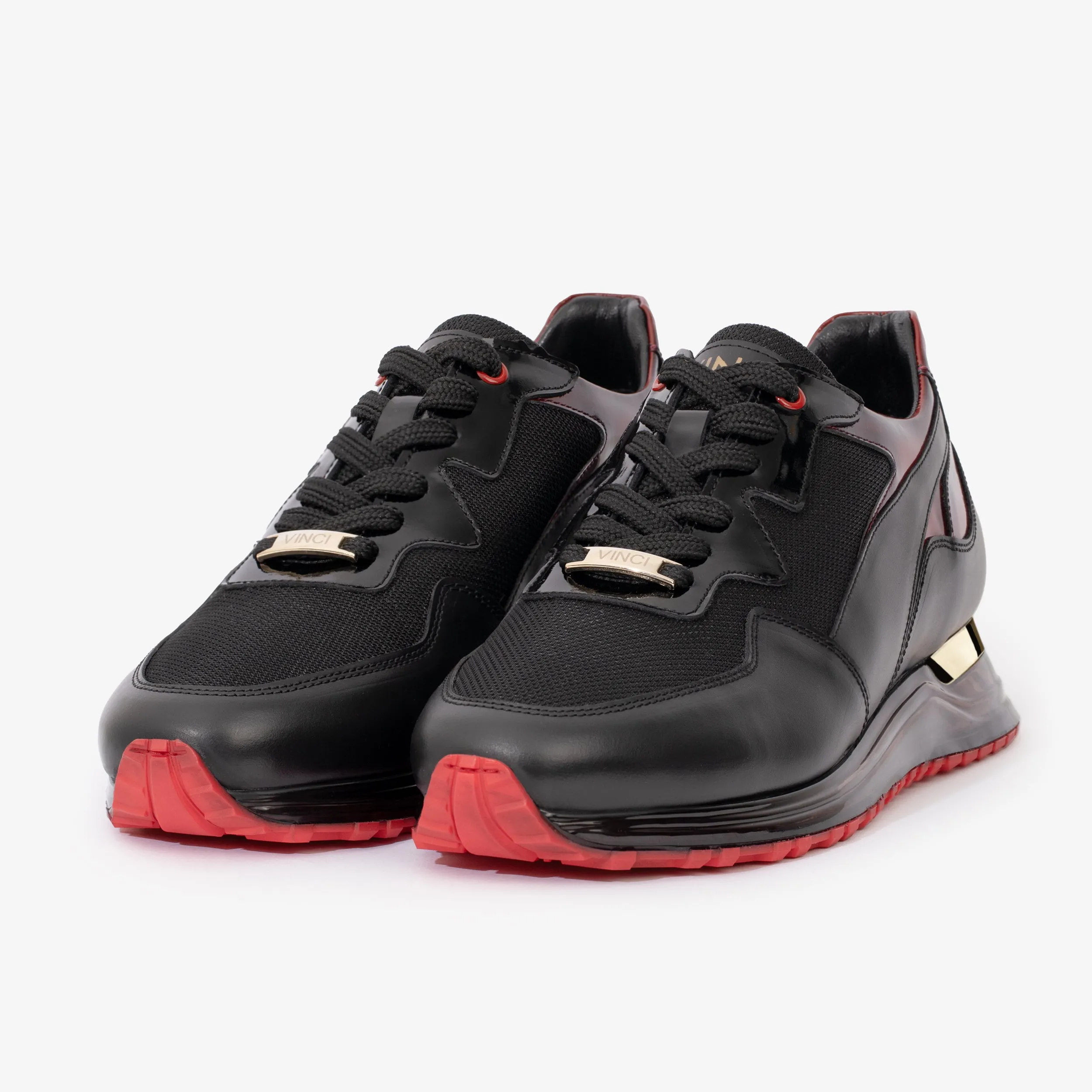 The Rialto Black & Red Patent Leather Men Sneaker