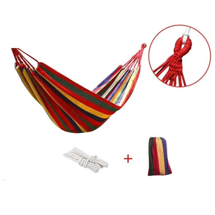 Thick Canvas Hammock Field Rollover Prevention Outdoor  Hammock Swing 260x150 No Stick (Red Stripes）