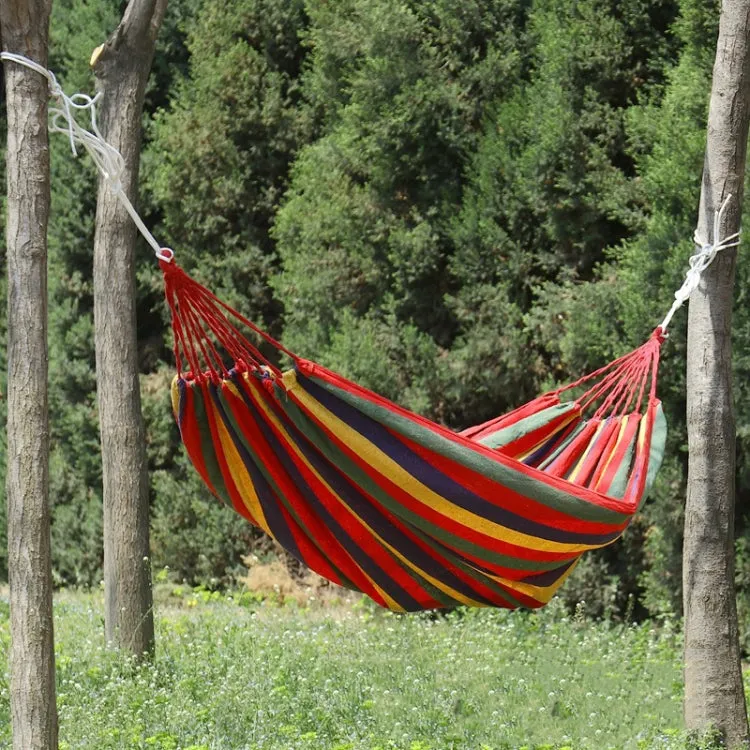 Thick Canvas Hammock Field Rollover Prevention Outdoor  Hammock Swing 260x150 No Stick (Red Stripes）