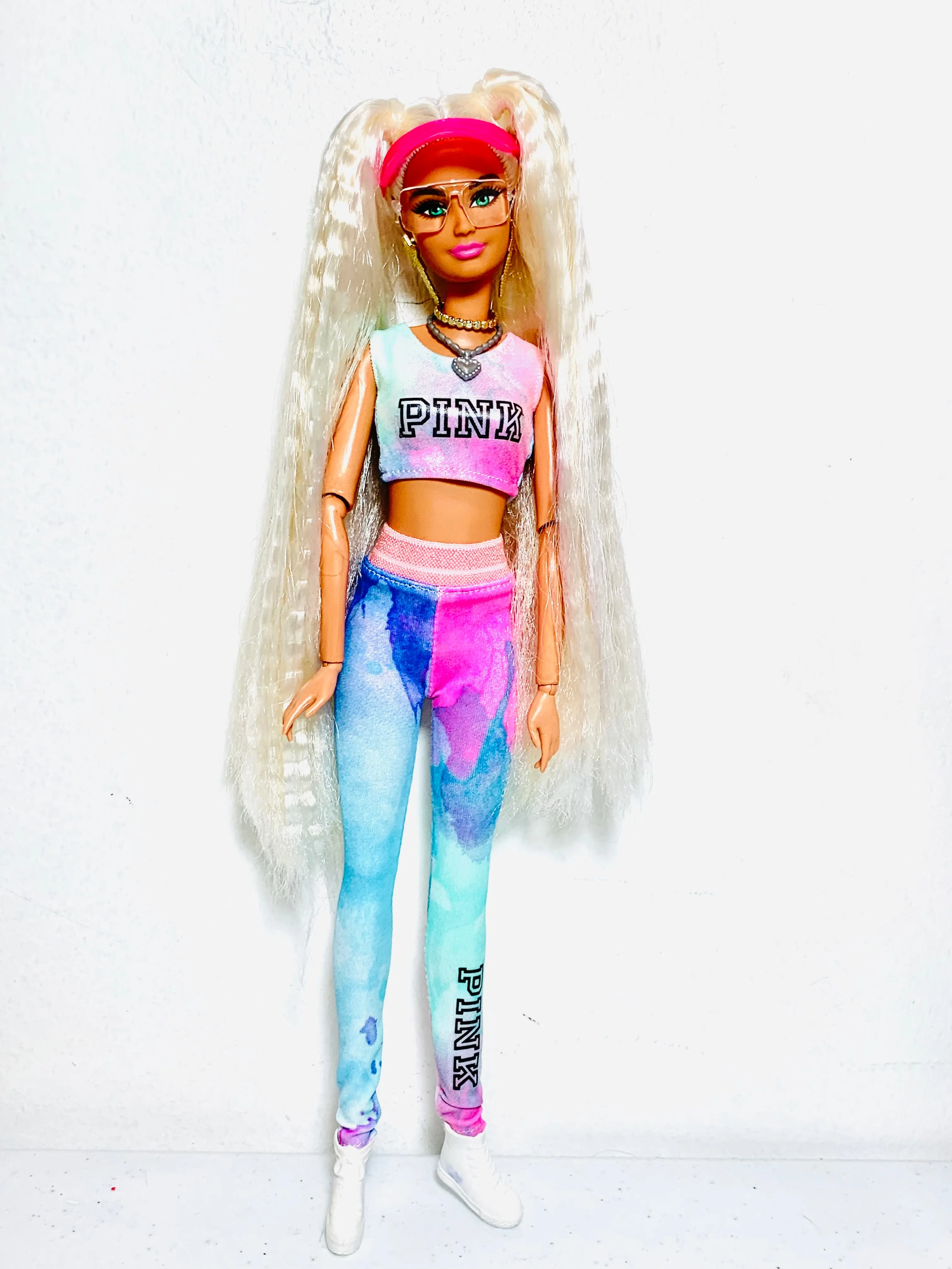 Tie dye leggings and crop top “PINK “logo