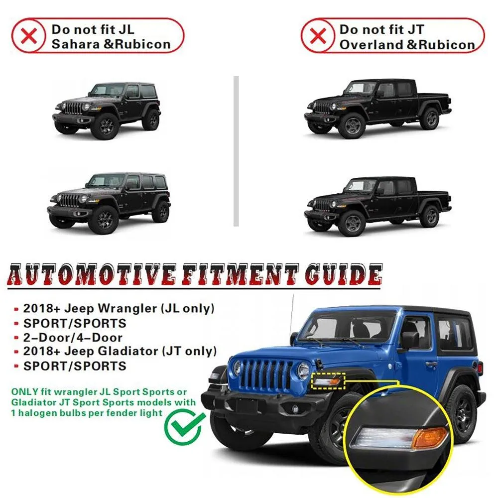 Upgraded Fender Flares Lights, LED Sequential Flashing Turn Signal with DRL Jeep Wrangler JL Sport/Sports JT Sport/Sports