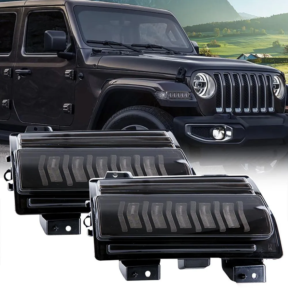 Upgraded Fender Flares Lights, LED Sequential Flashing Turn Signal with DRL Jeep Wrangler JL Sport/Sports JT Sport/Sports