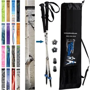 White Birch Design Hiking - Walking Poles 2 pieces adjustable w-flip locks, detachable feet and travel bag - For Heights up to 6’2”