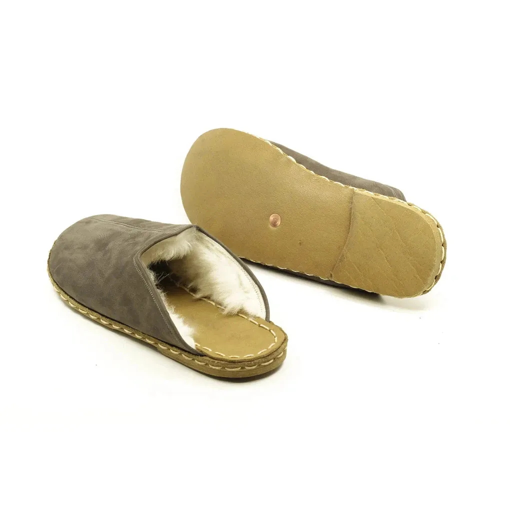 Winter Gray Sheepskin Barefoot Slipper