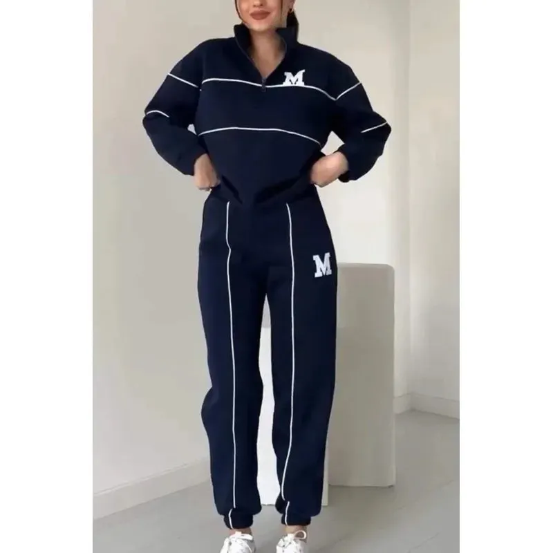 Women's Sweater Letter Long Sleeve Sports Suit