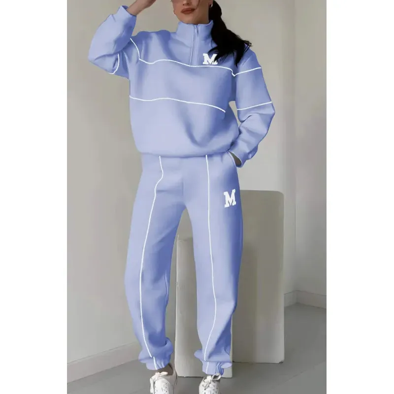 Women's Sweater Letter Long Sleeve Sports Suit