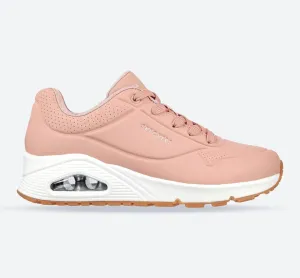 Women's Wide Fit Skechers 73690 Uno Stand On Air Sports Sneakers - Blush