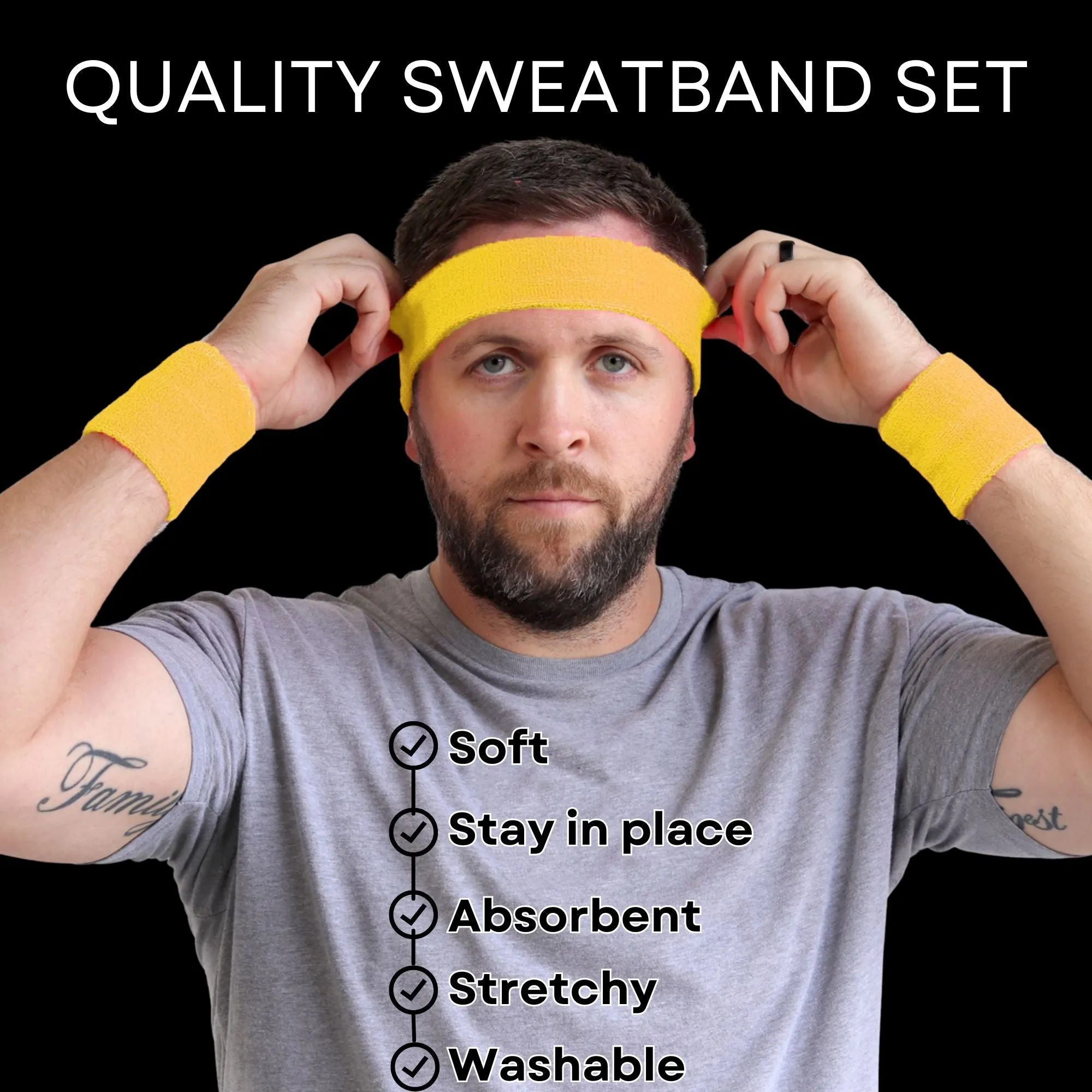 Yellow Sweatband Set